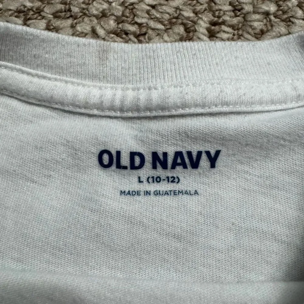 Old Navy Long Sleeve Shirt Boys L 10-12 White Ghost Skateboard Halloween Tee